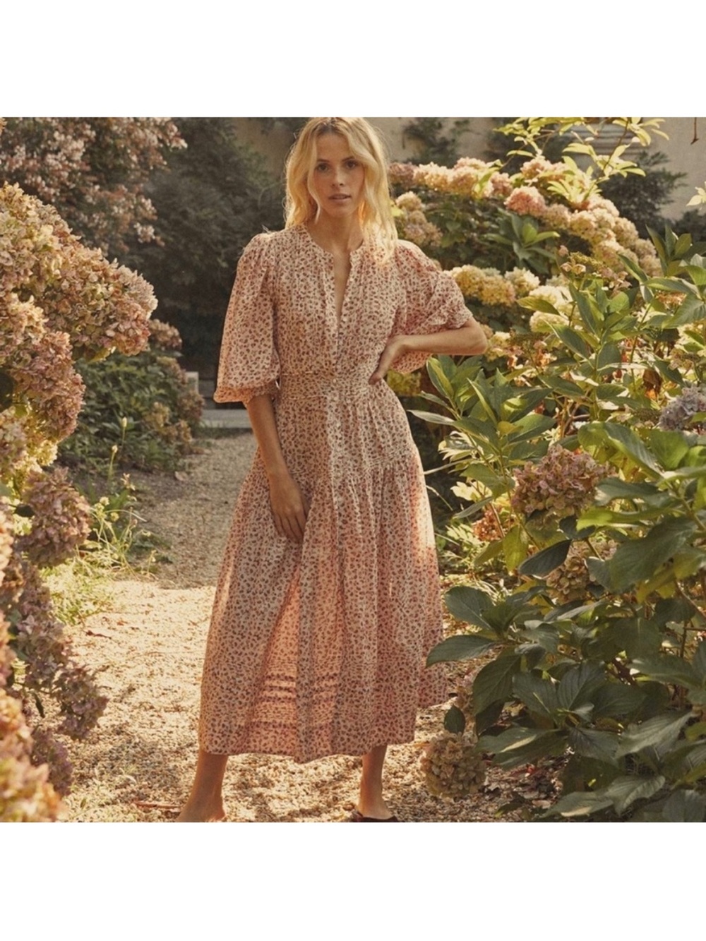 Doen Rosamund Midi Dress XS Cream Tisbury Paisley